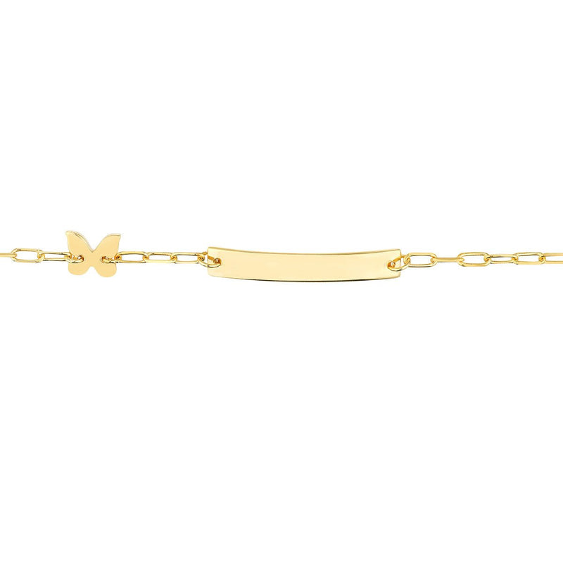 Birmingham Jewelry - 14K Yellow Gold Kid's Paper Clip Chain ID/Butterfly Bracelet - Birmingham Jewelry