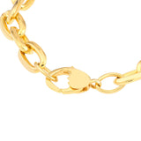 Birmingham Jewelry - 14K Yellow Gold Knife Edge Oval Link Bracelet with Heart Lock - Birmingham Jewelry