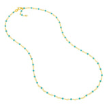 14K Yellow Gold Light Turquoise Enamel Bead on Piatto Chain w/1" Adjustable Birmingham Jewelry Chain Birmingham Jewelry 