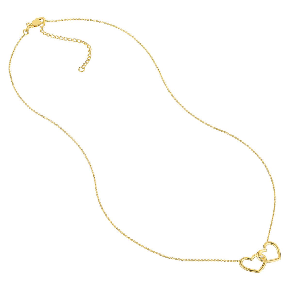 Birmingham Jewelry - 14K Yellow Gold Linked Open Hearts Adjustable Necklace - Birmingham Jewelry