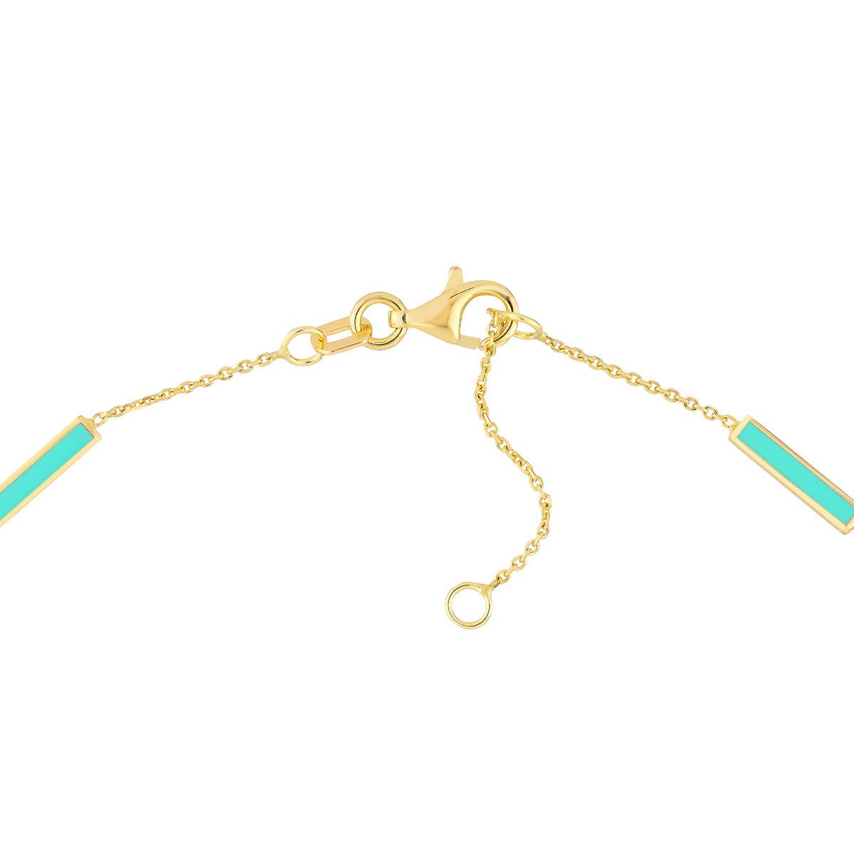 Birmingham Jewelry - 14K Yellow Gold Lt Turquoise Enamel Alternating Bar Anklet - Birmingham Jewelry