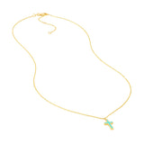 Birmingham Jewelry - 14K Yellow Gold Lt.Turquoise Cross Adjustable Necklace - Birmingham Jewelry