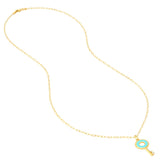 Birmingham Jewelry - 14K Yellow Gold Lt.Turquoise Enamel Key Necklace with Diamonds - Birmingham Jewelry