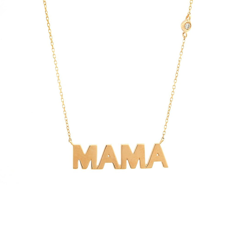 14K Yellow Gold Mama Single Bezel Diamond Necklace Birmingham Jewelry Necklace Birmingham Jewelry 