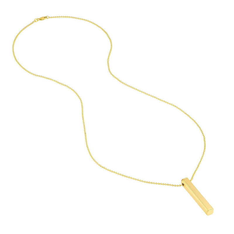 Birmingham Jewelry - 14K Yellow Gold Men's Engravable 3D Bar Necklace - Birmingham Jewelry