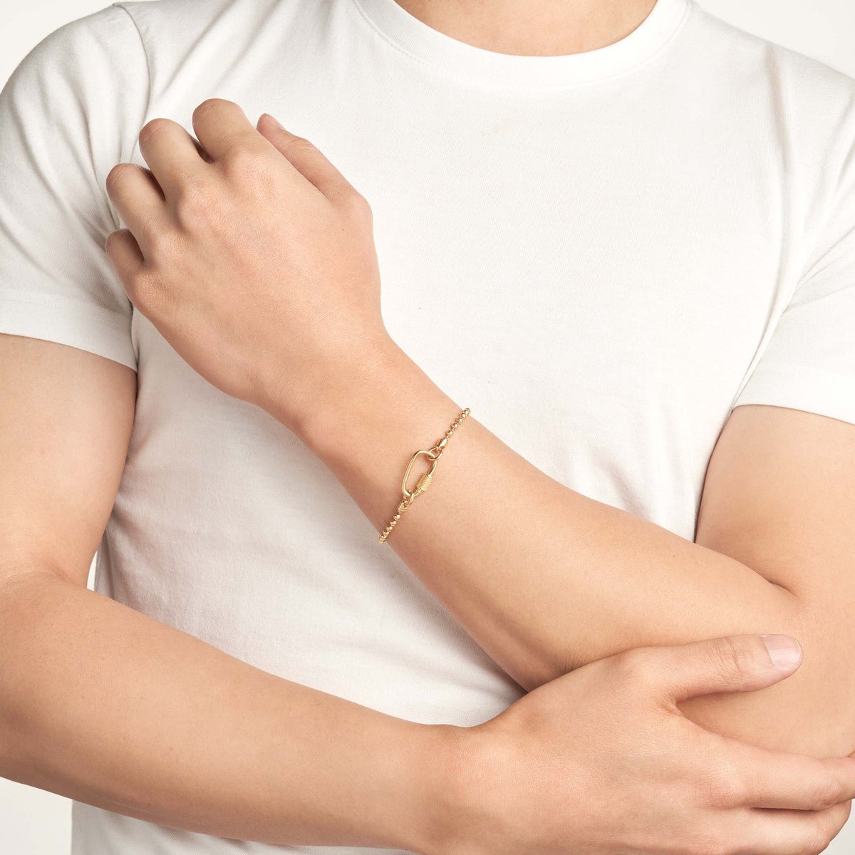Birmingham Jewelry - 14K Yellow Gold Men's Oval Twist Barrel Lock Bead Bracelet - Birmingham Jewelry