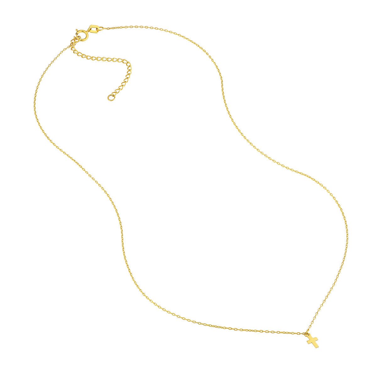Birmingham Jewelry - 14K Yellow Gold Mini Cross Dangle Necklace - Birmingham Jewelry