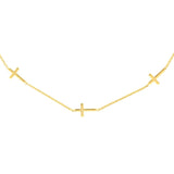 Birmingham Jewelry - 14K Yellow Gold Mini Cross Station Necklace - Birmingham Jewelry