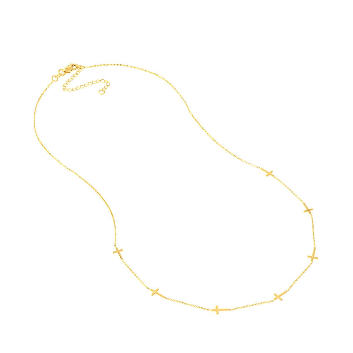 Birmingham Jewelry - 14K Yellow Gold Mini Cross Station Necklace - Birmingham Jewelry