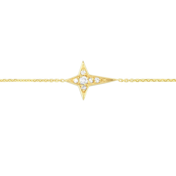 Birmingham Jewelry - 14K Yellow Gold Mini Diamond Tapered Cross Adjustable Bracelet - Birmingham Jewelry