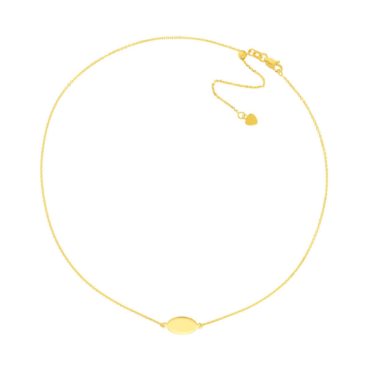 Birmingham Jewelry - 14K Yellow Gold Mini Engravable Oval Plate Adjustable Choker - Birmingham Jewelry
