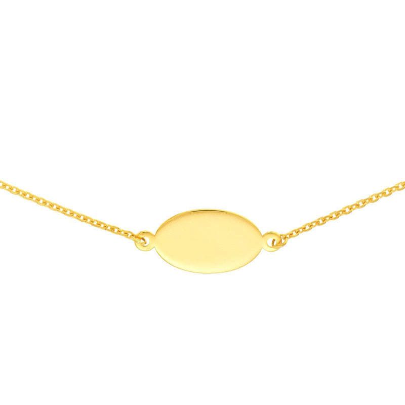 Birmingham Jewelry - 14K Yellow Gold Mini Engravable Oval Plate Adjustable Choker - Birmingham Jewelry