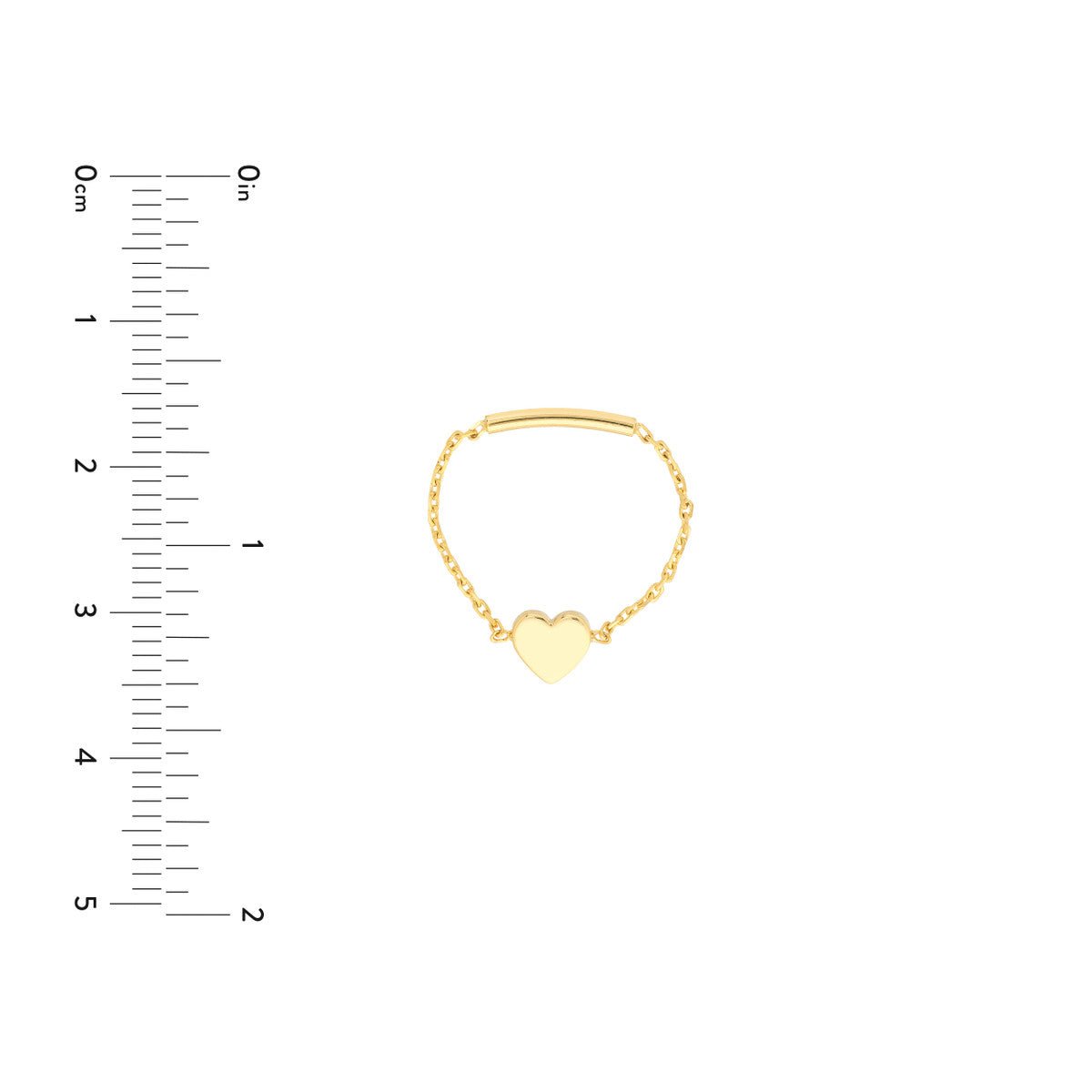 Birmingham Jewelry - 14K Yellow Gold Mini Heart Ring on Chain with Sizing Bar - Birmingham Jewelry