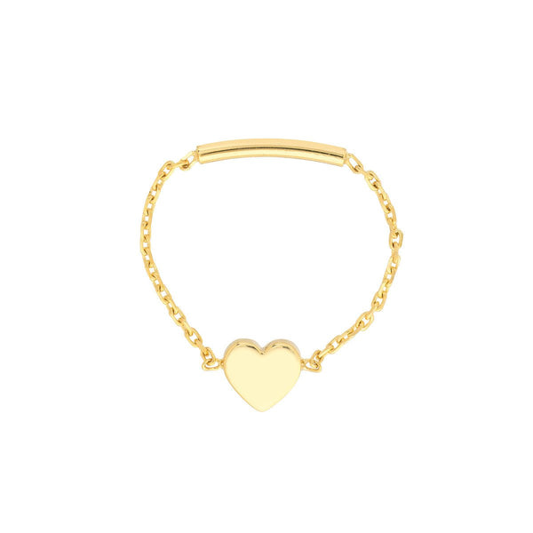 Birmingham Jewelry - 14K Yellow Gold Mini Heart Ring on Chain with Sizing Bar - Birmingham Jewelry