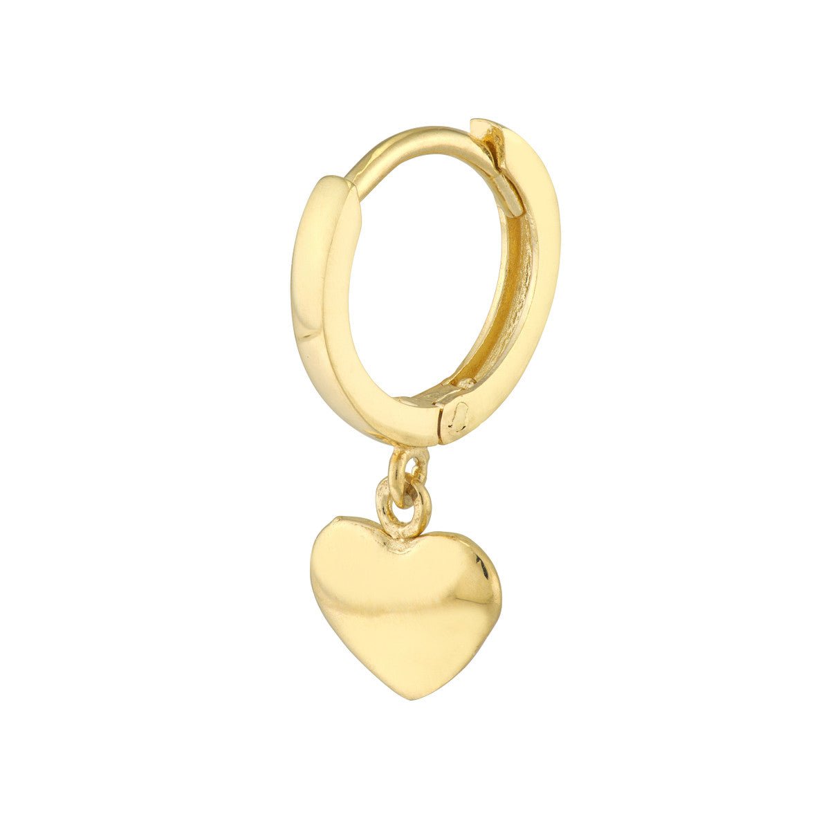 14K Yellow Gold Mini Huggie Hoop Earrings with Heart Drop Birmingham Jewelry Earrings Birmingham Jewelry 