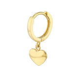 Birmingham Jewelry - 14K Yellow Gold Mini Huggie Hoop Earrings with Heart Drop - Birmingham Jewelry