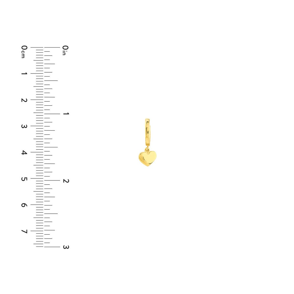 14K Yellow Gold Mini Huggie Hoop Earrings with Heart Drop Birmingham Jewelry Earrings Birmingham Jewelry 