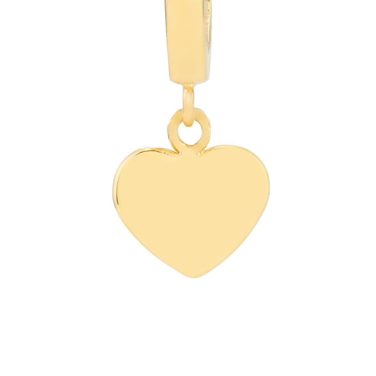 14K Yellow Gold Mini Huggie Hoop Earrings with Heart Drop Birmingham Jewelry Earrings Birmingham Jewelry 