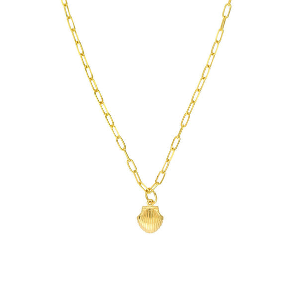 Birmingham Jewelry - 14K Yellow Gold Mini Seashell Paper Clip Necklace - Birmingham Jewelry