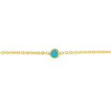 Birmingham Jewelry - 14K Yellow Gold Mini Turquoise Enamel Bezel Bolo Bracelet - Birmingham Jewelry