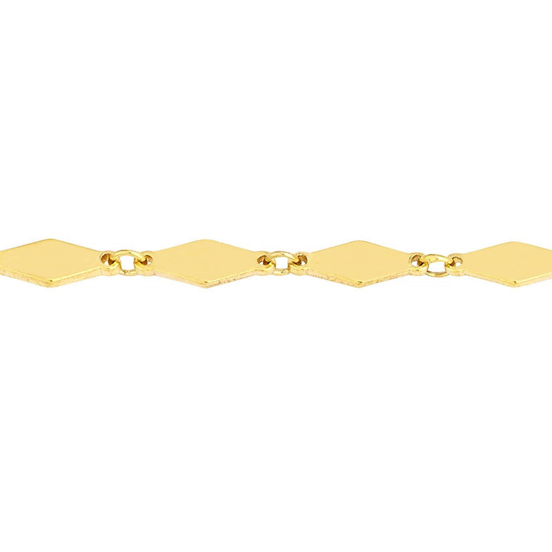Birmingham Jewelry - 14K Yellow Gold Mirror Diamond Shape Link Adj. Choker Necklace - Birmingham Jewelry