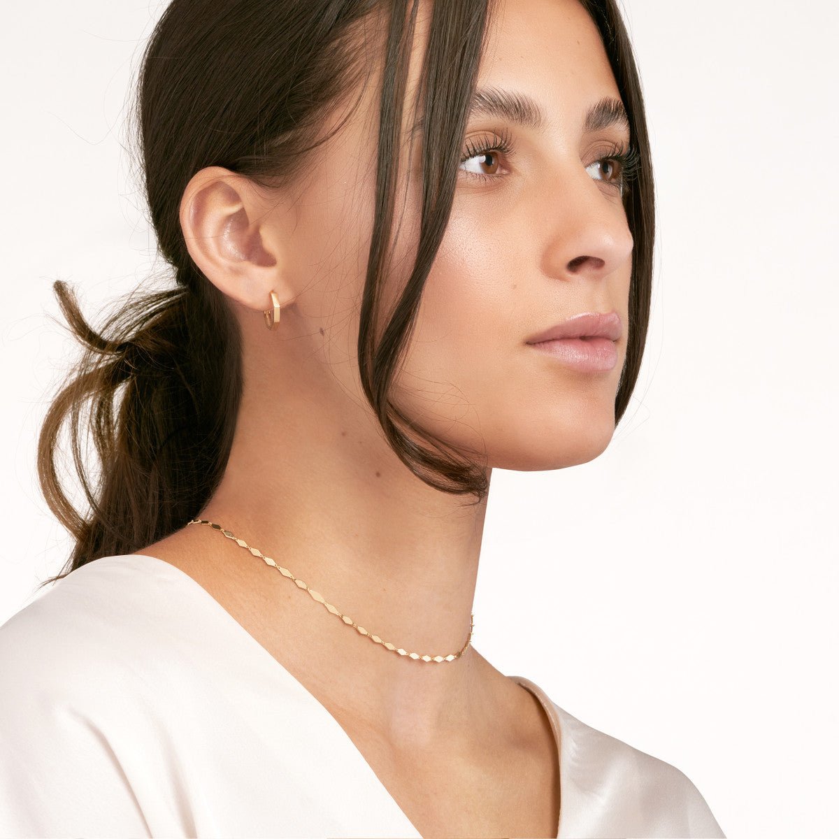 Birmingham Jewelry - 14K Yellow Gold Mirror Diamond Shape Link Adj. Choker Necklace - Birmingham Jewelry