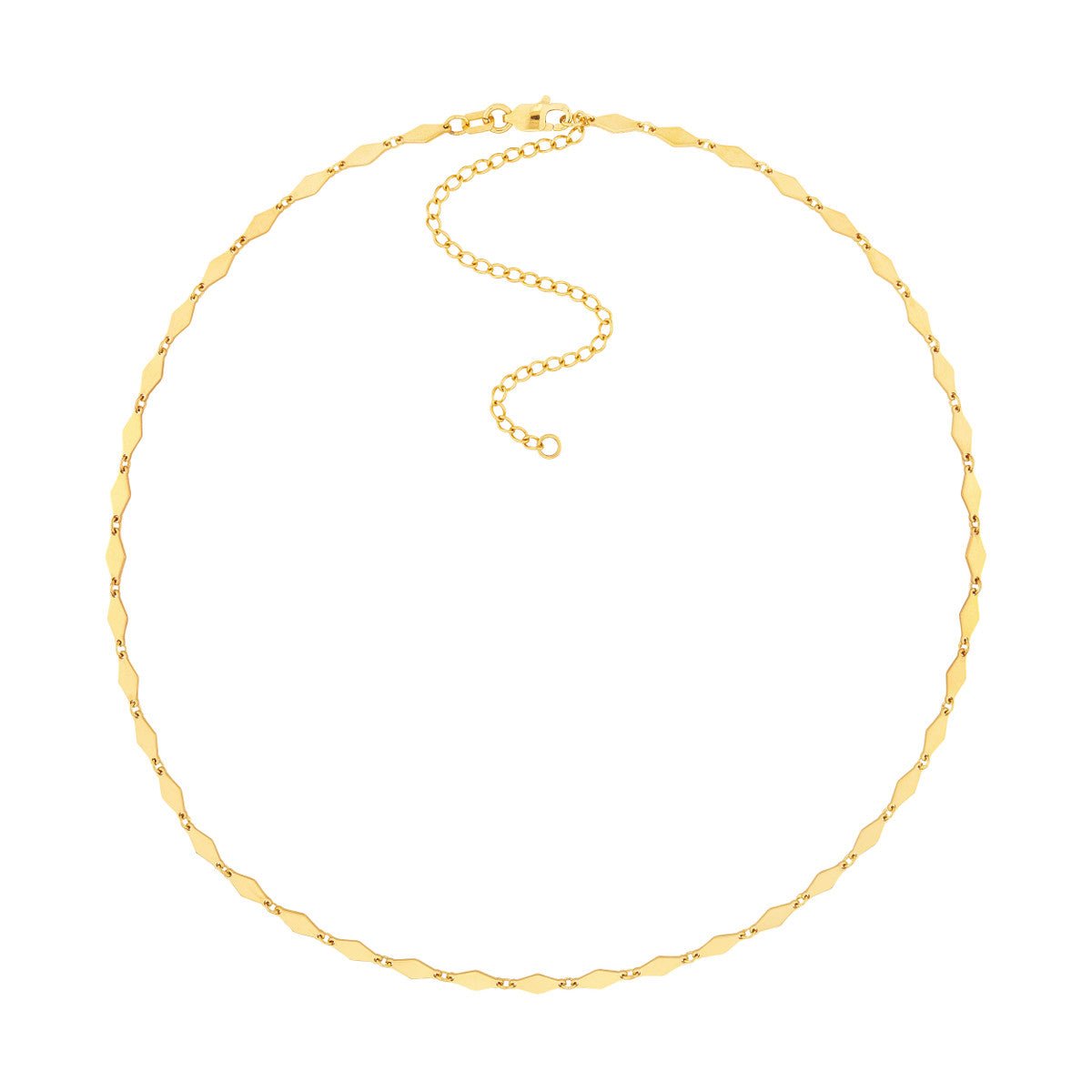 Birmingham Jewelry - 14K Yellow Gold Mirror Diamond Shape Link Adj. Choker Necklace - Birmingham Jewelry