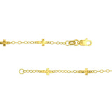 Birmingham Jewelry - 14K Yellow Gold Mix Hammered Crosses Station Necklace - Birmingham Jewelry