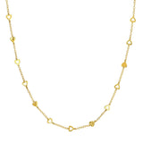 Birmingham Jewelry - 14K Yellow Gold Mixed Hearts Station Curb Chain Necklace - Birmingham Jewelry
