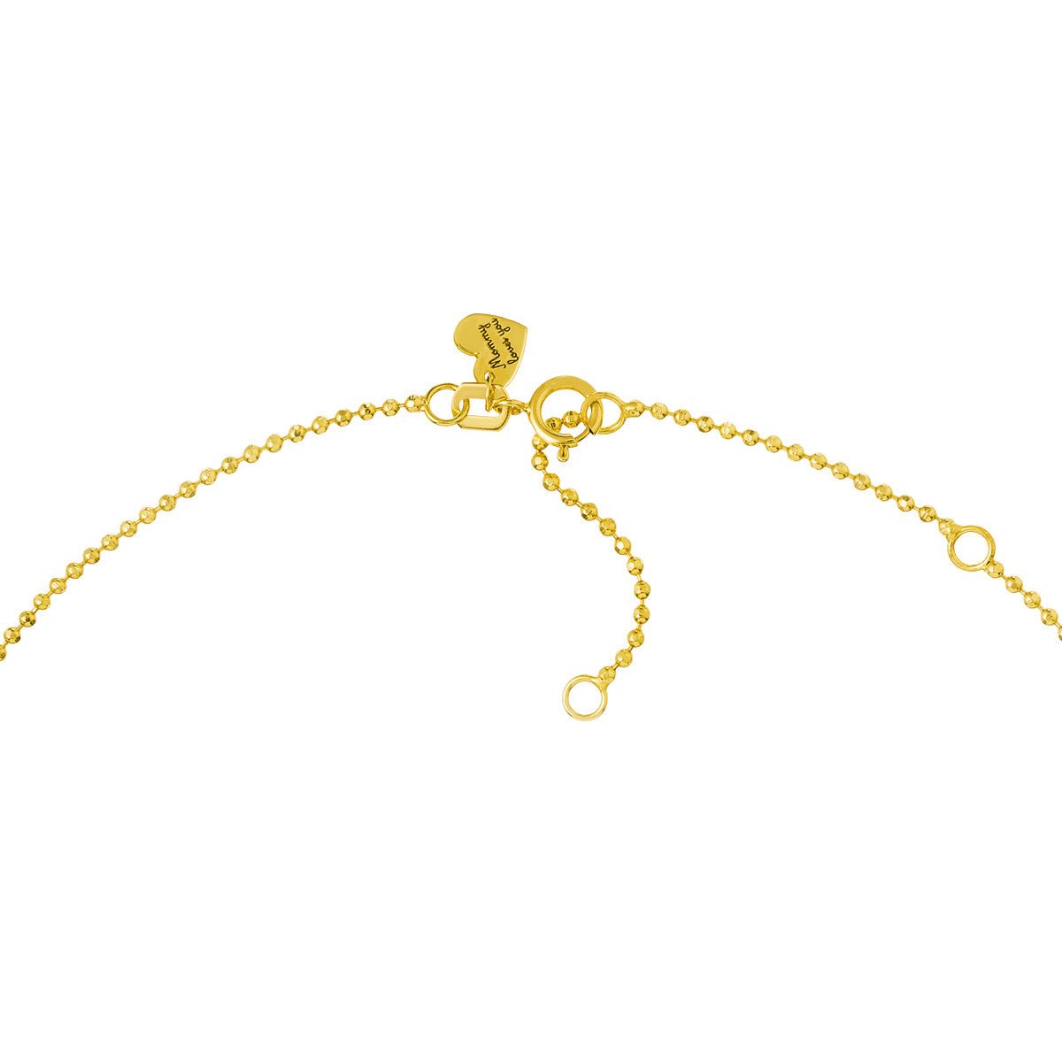 Birmingham Jewelry - 14K Yellow Gold Mommy Loves You Triple Puff Heart Adj. Necklace - Birmingham Jewelry
