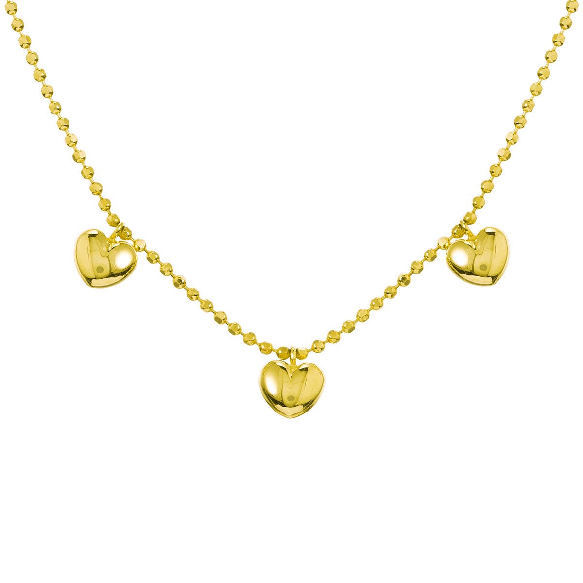 Birmingham Jewelry - 14K Yellow Gold Mommy Loves You Triple Puff Heart Adj. Necklace - Birmingham Jewelry