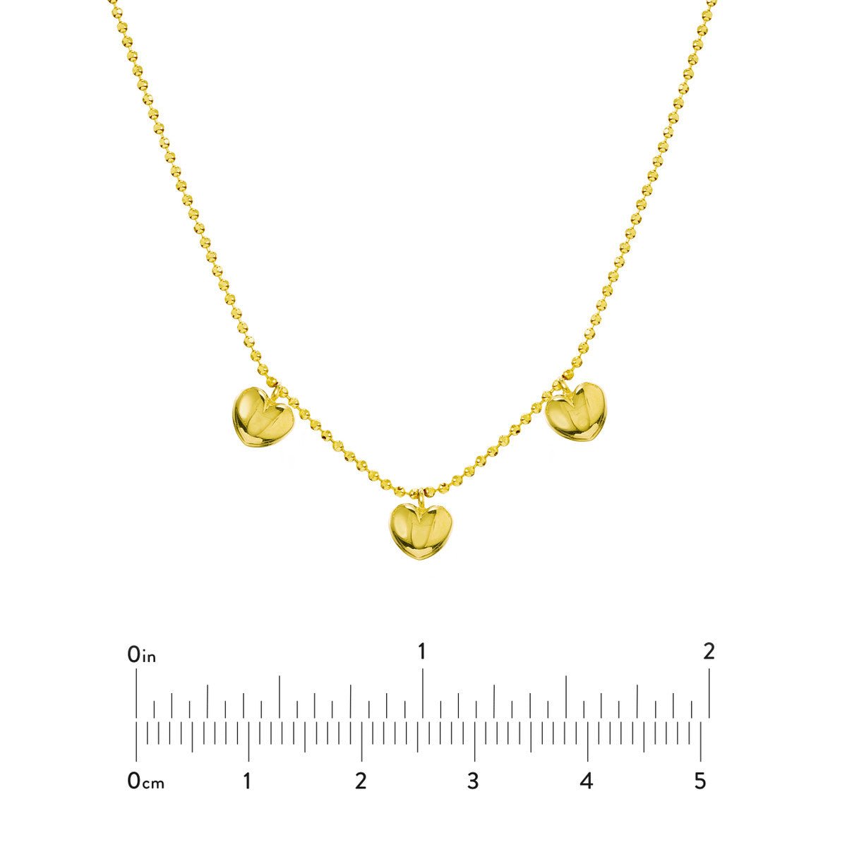 Birmingham Jewelry - 14K Yellow Gold Mommy Loves You Triple Puff Heart Adj. Necklace - Birmingham Jewelry