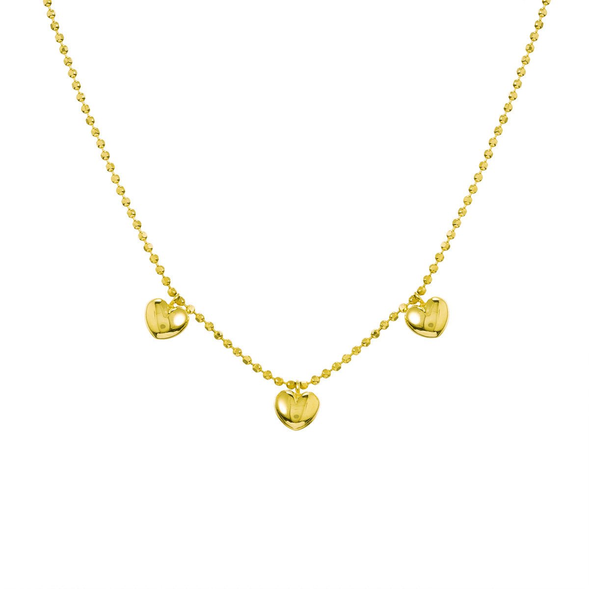 Birmingham Jewelry - 14K Yellow Gold Mommy Loves You Triple Puff Heart Adj. Necklace - Birmingham Jewelry