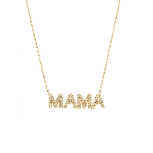 14K Yellow Gold Mommy Single Micro Pave Diamond Necklace Birmingham Jewelry Necklace Birmingham Jewelry 