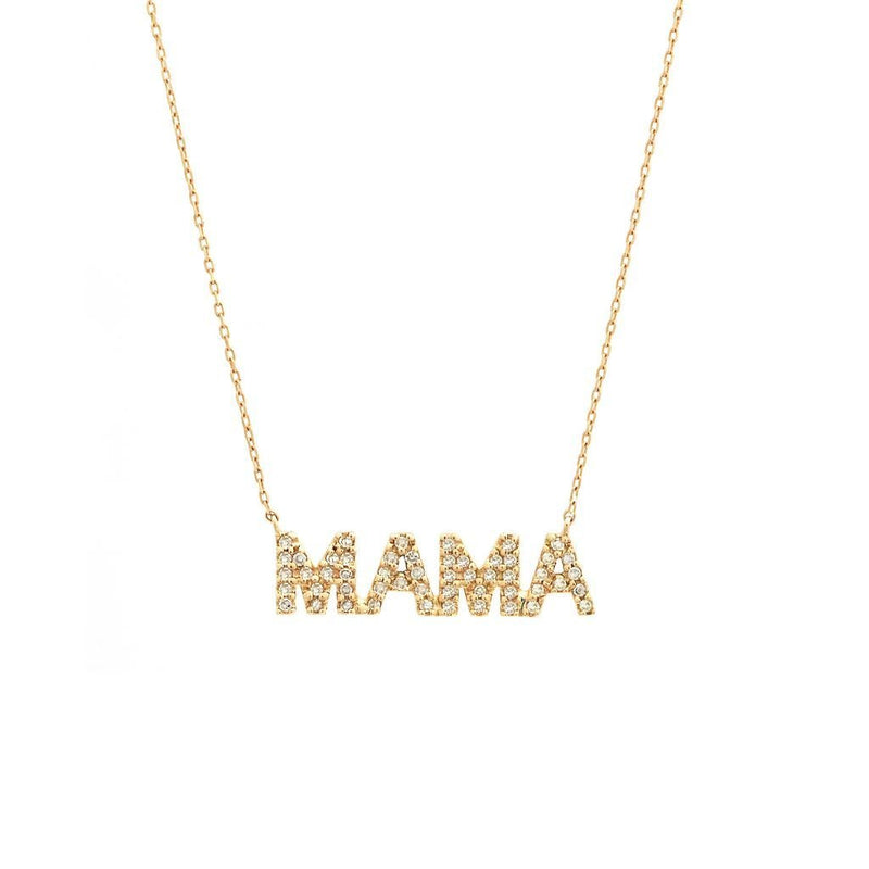 14K Yellow Gold Mommy Single Micro Pave Diamond Necklace Birmingham Jewelry Necklace Birmingham Jewelry 
