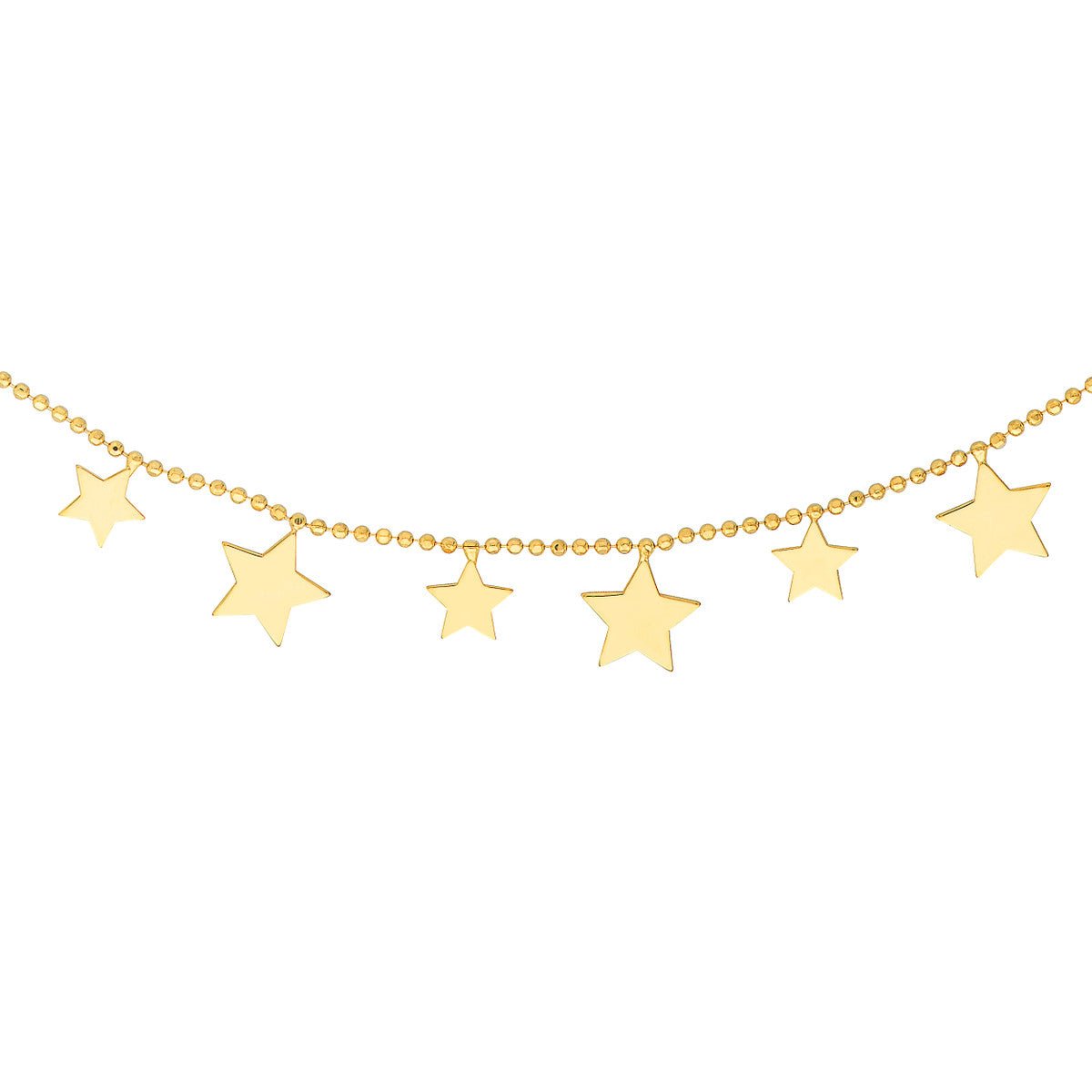 Birmingham Jewelry - 14K Yellow Gold Multi-Star Dangle Adjustable Choker - Birmingham Jewelry