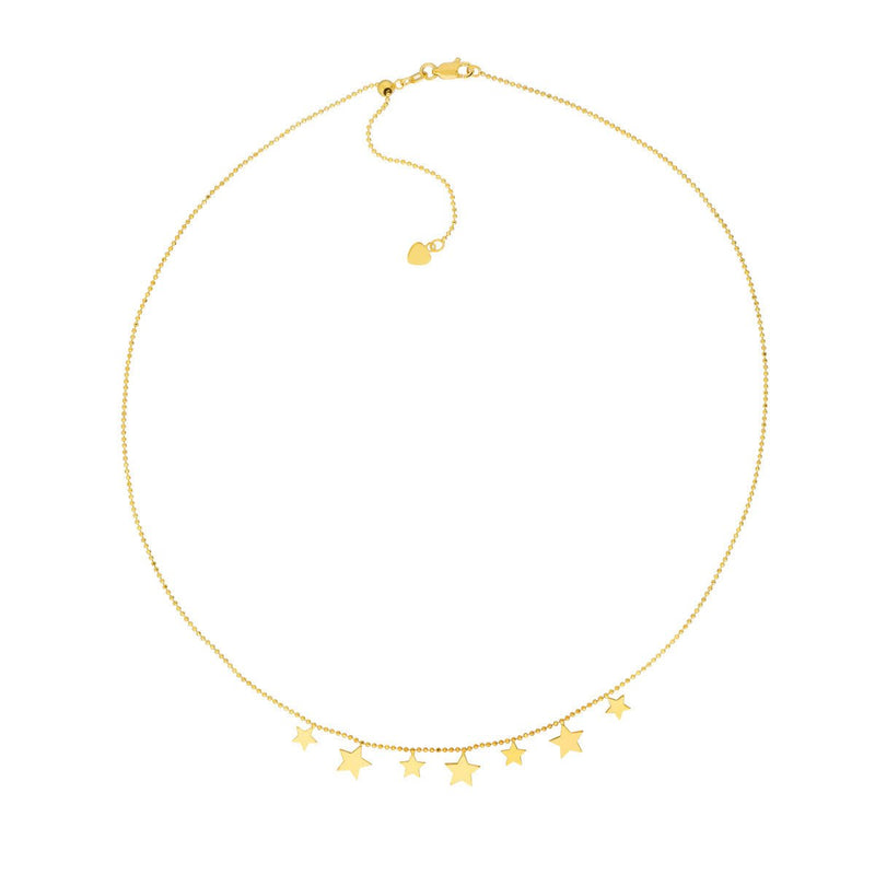 Birmingham Jewelry - 14K Yellow Gold Multi-Star Dangle Adjustable Choker - Birmingham Jewelry