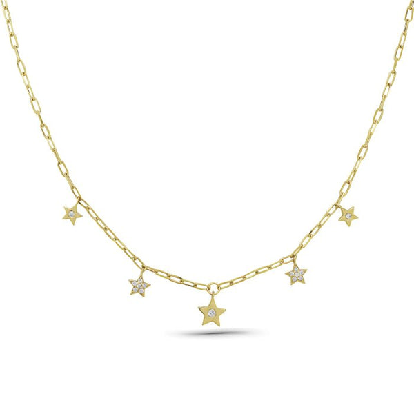 14K Yellow Gold Multiple Stars Diamond Necklace Birmingham Jewelry Necklace Birmingham Jewelry 