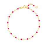 Birmingham Jewelry - 14K Yellow Gold Neon Pink Enamel Bead Piatto Chain - Birmingham Jewelry