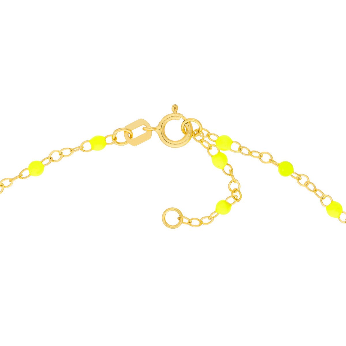14K Yellow Gold Neon Yellow Enamel Bead Piatto Chain Bracelet Birmingham Jewelry Bracelet Birmingham Jewelry 