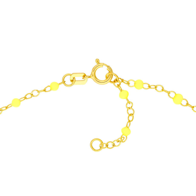 Birmingham Jewelry - 14K Yellow Gold Neon Yellow Enamel Bead Piatto Chain - Birmingham Jewelry