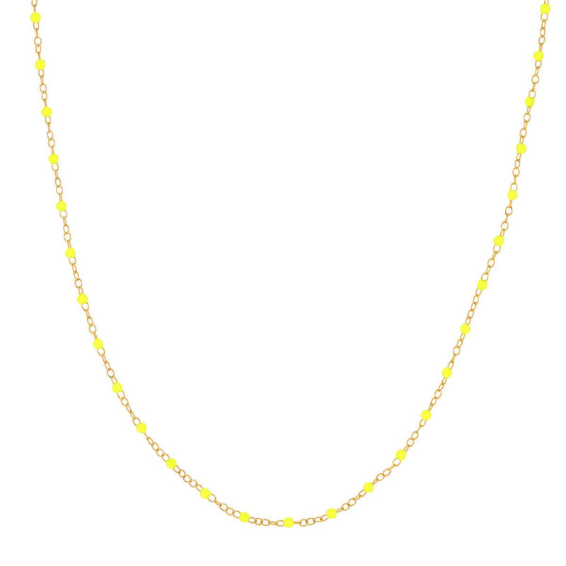 Birmingham Jewelry - 14K Yellow Gold Neon Yellow Enamel Bead Piatto Chain - Birmingham Jewelry