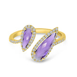 14K Yellow Gold Offset Duo Semi Precious Pear Gem Stone & Diamond Ring Birmingham Jewelry Ring Birmingham Jewelry 