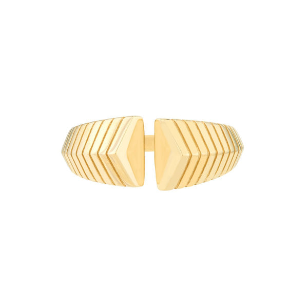 Birmingham Jewelry - 14K Yellow Gold Open Chevron Cuff Ring - Birmingham Jewelry