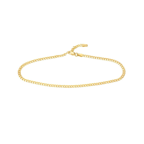 Birmingham Jewelry - 14K Yellow Gold Open Curb Chain Adjustable Anklet - Birmingham Jewelry
