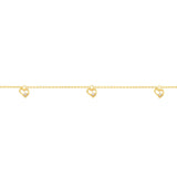 Birmingham Jewelry - 14K Yellow Gold Open CZ Heart Dangle Adjustable Anklet - Birmingham Jewelry