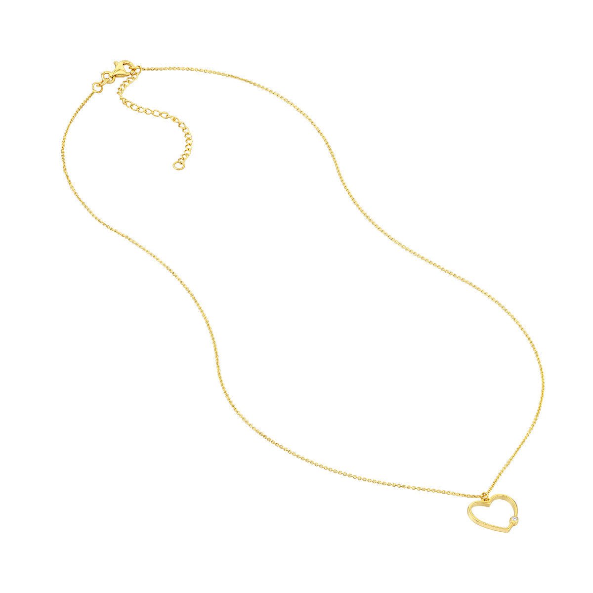 Birmingham Jewelry - 14K Yellow Gold Open Heart Diamond Bezel Necklace - Birmingham Jewelry