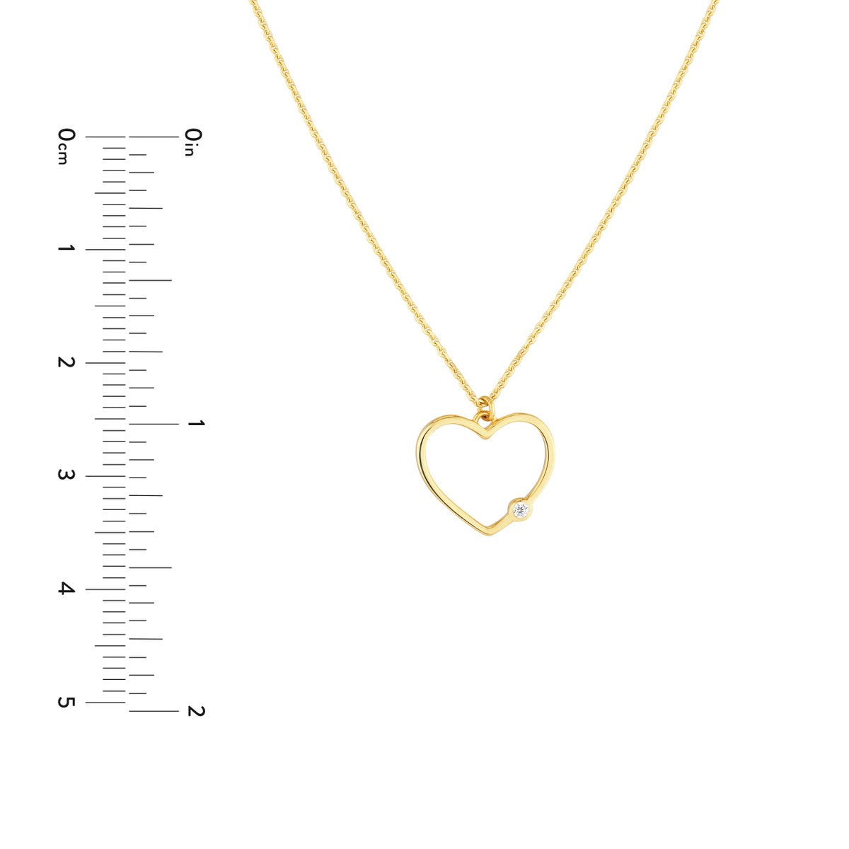 Birmingham Jewelry - 14K Yellow Gold Open Heart Diamond Bezel Necklace - Birmingham Jewelry