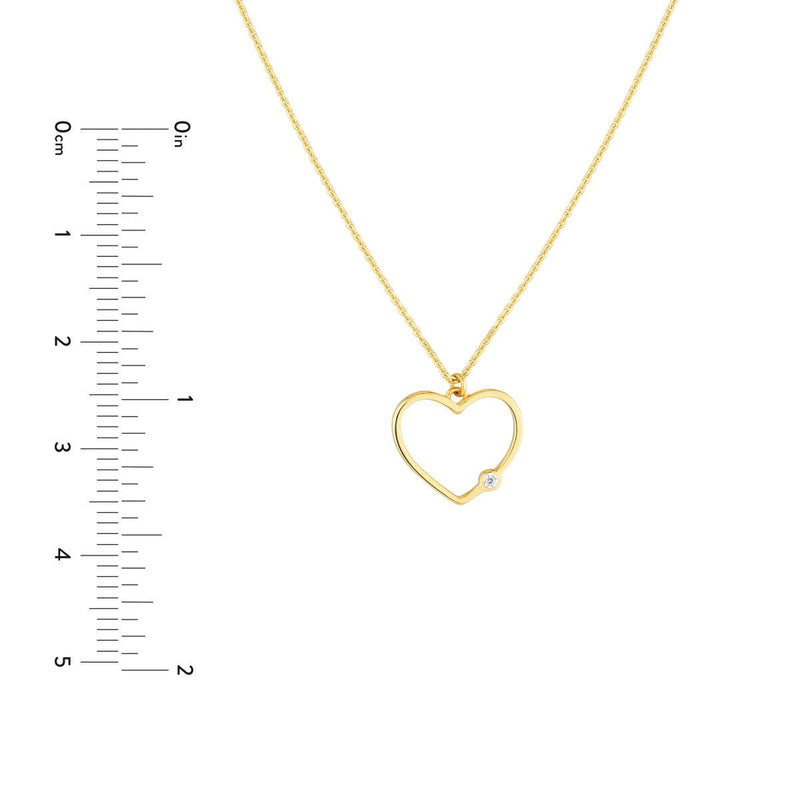 Birmingham Jewelry - 14K Yellow Gold Open Heart Diamond Bezel Necklace - Birmingham Jewelry