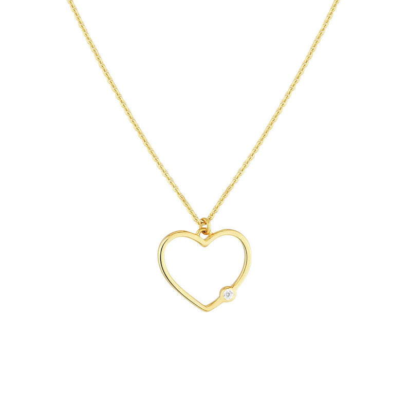 Birmingham Jewelry - 14K Yellow Gold Open Heart Diamond Bezel Necklace - Birmingham Jewelry